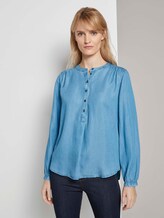 Geknöpfte Bluse im Jeans-Look - Frauen - Blue Denim Geknöpfte Bluse im Jeans-Look - Frauen - Blue Denim - 1 - TOM TAILOR