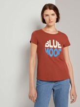 T-Shirt mit Schriftprint - Frauen - Rust Orange T-Shirt mit Schriftprint - Frauen - Rust Orange - 1 - TOM TAILOR Denim