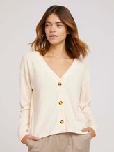 kurzer Cardigan mit V-Ausschnitt - Frauen - soft creme beige kurzer Cardigan mit V-Ausschnitt - Frauen - soft creme beige - 1 - TOM TAILOR Denim