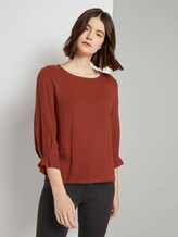 Gemustertes Shirt mit Ärmeldetail - Frauen - Rust Orange Gemustertes Shirt mit Ärmeldetail - Frauen - Rust Orange - 1 - TOM TAILOR Denim