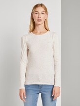 Langarmshirt mit Ärmeldetail - Frauen - creme colorful melange Langarmshirt mit Ärmeldetail - Frauen - creme colorful melange - 1 - TOM TAILOR Denim