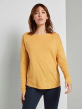 Basic Pullover aus Organic Cotton - Frauen - indian spice yellow melange Basic Pullover aus Organic Cotton - Frauen - indian spice yellow melange - 1 - TOM TAILOR Denim