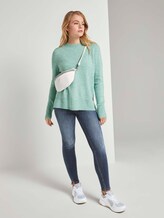 Melierter Pullover mit Stehkragen - Frauen - mineral stone blue melange Melierter Pullover mit Stehkragen - Frauen - mineral stone blue melange - 3 - TOM TAILOR Denim