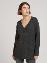 Pullover mit V-Ausschnitt - Frauen - Shale Grey Melange Pullover mit V-Ausschnitt - Frauen - Shale Grey Melange - 1 - TOM TAILOR Denim