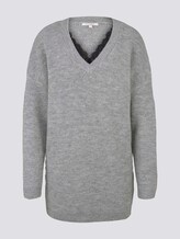Langer Pullover mit Spitze - Frauen - Light Silver Grey Mélange Langer Pullover mit Spitze - Frauen - Light Silver Grey Mélange - 7 - TOM TAILOR Denim