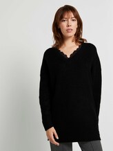 Langer Pullover mit Spitze - Frauen - Deep Black Langer Pullover mit Spitze - Frauen - Deep Black - 1 - TOM TAILOR Denim