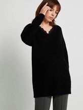 Langer Pullover mit Spitze - Frauen - Deep Black Langer Pullover mit Spitze - Frauen - Deep Black - 5 - TOM TAILOR Denim