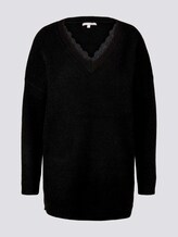 Langer Pullover mit Spitze - Frauen - Deep Black Langer Pullover mit Spitze - Frauen - Deep Black - 7 - TOM TAILOR Denim