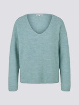 Strukturierter Pullvoer mit V-Ausschnitt - Frauen - mineral stone blue melange Strukturierter Pullvoer mit V-Ausschnitt - Frauen - mineral stone blue melange - 7 - TOM TAILOR Denim