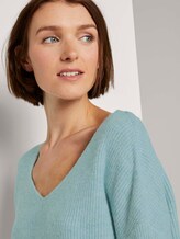 Strukturierter Pullvoer mit V-Ausschnitt - Frauen - mineral stone blue melange Strukturierter Pullvoer mit V-Ausschnitt - Frauen - mineral stone blue melange - 9 - TOM TAILOR Denim