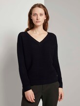 Pullover mit Ottoman Struktur - Frauen - Deep Black Pullover mit Ottoman Struktur - Frauen - Deep Black - 1 - TOM TAILOR Denim
