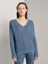Pullover mit Ottoman Struktur - Frauen - soft mid blue Pullover mit Ottoman Struktur - Frauen - soft mid blue - 1 - TOM TAILOR Denim