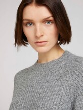 Stehkragenpullover mit Ballonärmeln - Frauen - Light Silver Grey Mélange Stehkragenpullover mit Ballonärmeln - Frauen - Light Silver Grey Mélange - 9 - TOM TAILOR Denim