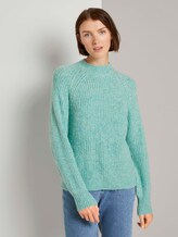 Stehkragenpullover mit Ballonärmeln - Frauen - mineral stone blue melange Stehkragenpullover mit Ballonärmeln - Frauen - mineral stone blue melange - 1 - TOM TAILOR Denim