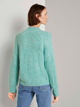 Stehkragenpullover mit Ballonärmeln - Frauen - mineral stone blue melange Stehkragenpullover mit Ballonärmeln - Frauen - mineral stone blue melange - 2 - TOM TAILOR Denim