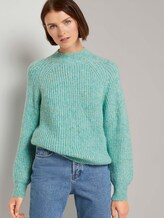 Stehkragenpullover mit Ballonärmeln - Frauen - mineral stone blue melange Stehkragenpullover mit Ballonärmeln - Frauen - mineral stone blue melange - 5 - TOM TAILOR Denim