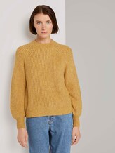Stehkragenpullover mit Ballonärmeln - Frauen - indian spice yellow melange Stehkragenpullover mit Ballonärmeln - Frauen - indian spice yellow melange - 1 - TOM TAILOR Denim