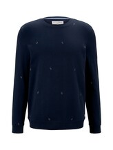 TOM TAILOR DENIM Herren Besticktes Sweatshirt, blau, Gr.XS
