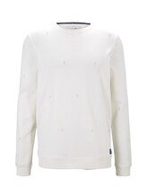 TOM TAILOR DENIM Herren Besticktes Sweatshirt, weiß, Gr.XL