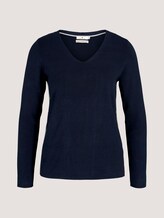 Pullover mit LENZING™ ECOVERO™ und Kontraststreifen - Frauen - Sky Captain Blue Pullover mit LENZING™ ECOVERO™ und Kontraststreifen - Frauen - Sky Captain Blue - 7 - TOM TAILOR