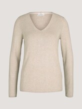 Pullover mit Kontraststreifen - Frauen - beige alfalfa melange Pullover mit Kontraststreifen - Frauen - beige alfalfa melange - 7 - TOM TAILOR