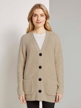 Langer Cardigan in Melange-Optik - Frauen - desert sand melange Langer Cardigan in Melange-Optik - Frauen - desert sand melange - 1 - TOM TAILOR