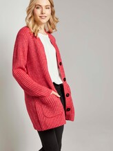 Langer Cardigan in Melange-Optik - Frauen - strong red melange Langer Cardigan in Melange-Optik - Frauen - strong red melange - 5 - TOM TAILOR