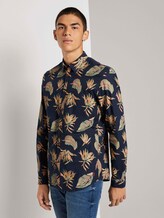 Gemustertes Slim-Fit Hemd - Männer - navy autumnal big leaves print Gemustertes Slim-Fit Hemd - Männer - navy autumnal big leaves print - 1 - TOM TAILOR Denim