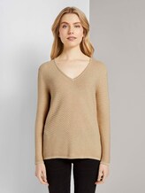 Pullover mit Zick-Zack-Struktur - Frauen - warm sand melange Pullover mit Zick-Zack-Struktur - Frauen - warm sand melange - 1 - TOM TAILOR