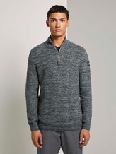 Troyer Pullover in Melange Optik - Männer - green navy mouline Troyer Pullover in Melange Optik - Männer - green navy mouline - 1 - TOM TAILOR Denim