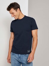 Basic T-Shirt mit Ripp-Blende - Männer - Dark Blue Basic T-Shirt mit Ripp-Blende - Männer - Dark Blue - 1 - TOM TAILOR