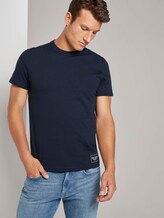 Basic T-Shirt mit Ripp-Blende - Männer - Dark Blue Basic T-Shirt mit Ripp-Blende - Männer - Dark Blue - 5 - TOM TAILOR