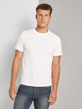 Basic T-Shirt mit Ripp-Blende - Männer - Light Marsmallow Basic T-Shirt mit Ripp-Blende - Männer - Light Marsmallow - 1 - TOM TAILOR