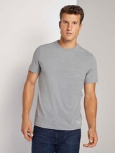 Basic T-Shirt mit Ripp-Blende - Männer - Middle Grey Melange Basic T-Shirt mit Ripp-Blende - Männer - Middle Grey Melange - 1 - TOM TAILOR