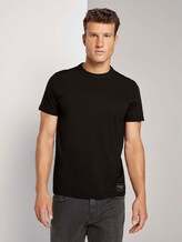 Basic T-Shirt mit Ripp-Blende - Männer - Black Basic T-Shirt mit Ripp-Blende - Männer - Black - 1 - TOM TAILOR