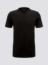 Basic T-Shirt mit Ripp-Blende - Männer - Black Basic T-Shirt mit Ripp-Blende - Männer - Black - 7 - TOM TAILOR