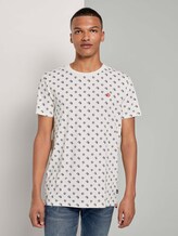 Print T-Shirt mit kleinem Logo - Männer - beige small leaf autumn print Print T-Shirt mit kleinem Logo - Männer - beige small leaf autumn print - 1 - TOM TAILOR Denim