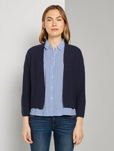 Kurzer Cardigan mit Schalkragen - Frauen - Sky Captain Blue Kurzer Cardigan mit Schalkragen - Frauen - Sky Captain Blue - 1 - TOM TAILOR