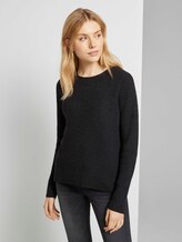 Strukturierter Pullover - Frauen - Black melange Strukturierter Pullover - Frauen - Black melange - 1 - TOM TAILOR
