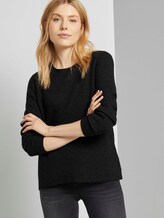 Strukturierter Pullover - Frauen - Black melange Strukturierter Pullover - Frauen - Black melange - 5 - TOM TAILOR