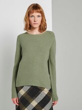 Strukturierter Pullover - Frauen - calm green melange Strukturierter Pullover - Frauen - calm green melange - 1 - TOM TAILOR