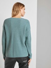 Strickpullover mit V-Ausschnitt - Frauen - salvia green melange Strickpullover mit V-Ausschnitt - Frauen - salvia green melange - 2 - TOM TAILOR