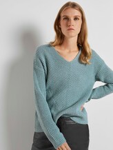Strickpullover mit V-Ausschnitt - Frauen - salvia green melange Strickpullover mit V-Ausschnitt - Frauen - salvia green melange - 5 - TOM TAILOR