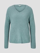 Strickpullover mit V-Ausschnitt - Frauen - salvia green melange Strickpullover mit V-Ausschnitt - Frauen - salvia green melange - 7 - TOM TAILOR