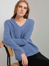 Gebreide trui met V-hals - Vrouwen - blueberry blue melange Gebreide trui met V-hals - Vrouwen - blueberry blue melange - 5 - TOM TAILOR