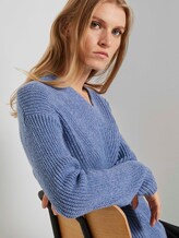 Gebreide trui met V-hals - Vrouwen - blueberry blue melange Gebreide trui met V-hals - Vrouwen - blueberry blue melange - 9 - TOM TAILOR