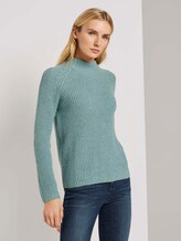 Stehkragen Pullover mit Raglanärmeln - Frauen - salvia green melange Stehkragen Pullover mit Raglanärmeln - Frauen - salvia green melange - 1 - TOM TAILOR