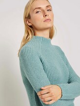 Stehkragen Pullover mit Raglanärmeln - Frauen - salvia green melange Stehkragen Pullover mit Raglanärmeln - Frauen - salvia green melange - 9 - TOM TAILOR