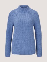 Stehkragen Pullover mit Raglanärmeln - Frauen - blueberry blue melange Stehkragen Pullover mit Raglanärmeln - Frauen - blueberry blue melange - 7 - TOM TAILOR