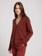 Soft cardigan - Women - dark maroon red melange Soft cardigan - Women - dark maroon red melange - 1 - TOM TAILOR